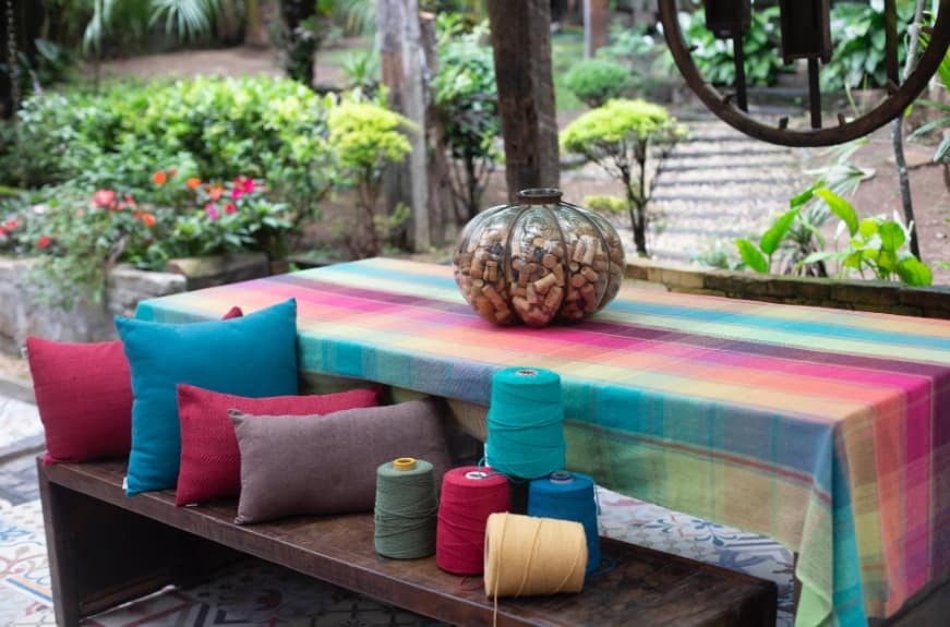 thread spools beside the table